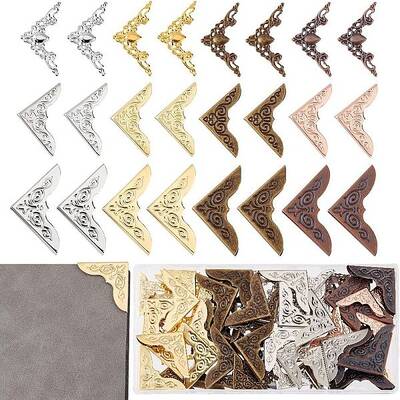 96Pcs 12 Styles Alloy & Iron Corner Guards for Notebook
