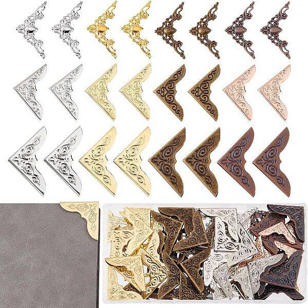 96Pcs 12 Styles Alloy & Iron Corner Guards for Notebook
