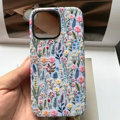 Floral Pattern Phone Case, 1 Count Anti-fall Decorative Phone Protector Cover, Phone Accessory for iPhone 11 12 13 14 15 Plus...