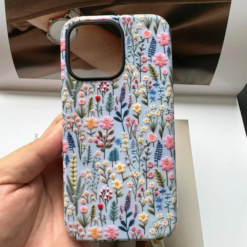 Floral Pattern Phone Case, 1 Count Anti-fall Decorative Phone Protector Cover, Phone Accessory for iPhone 11 12 13 14 15 Plus...