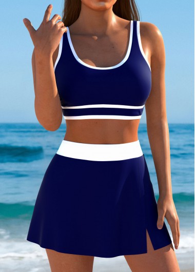 Modlily Thigh Slimmer High Waisted Royal Blue Bikini Set - M