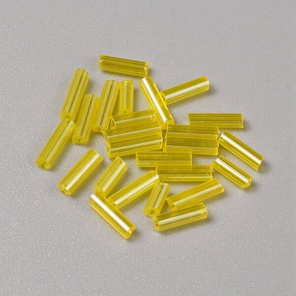 300Pcs Transparent Glass Round Bugle Beads