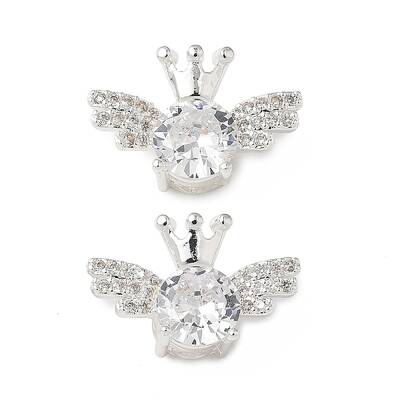 Brass Micro Pave Clear Cubic Zirconia Beads