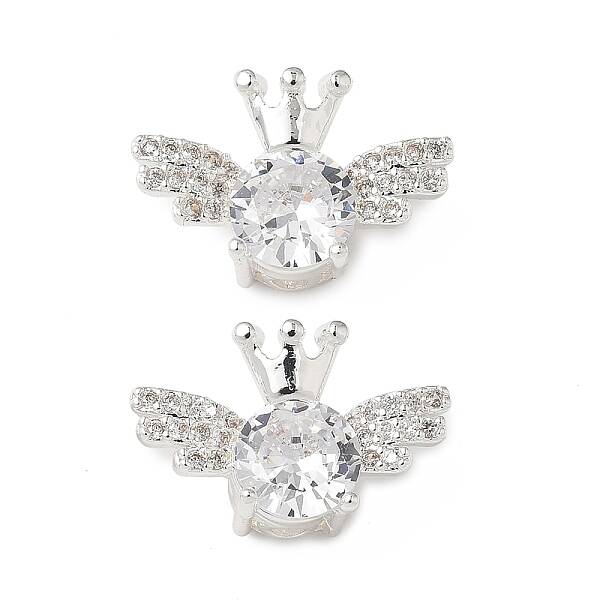 Brass Micro Pave Clear Cubic Zirconia Beads