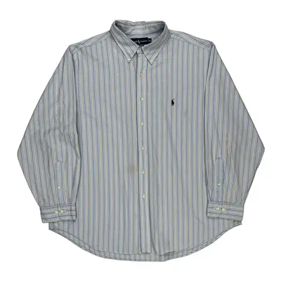 Classic Fit Ralph Lauren Striped Shirt - 2XL Blue Cotton