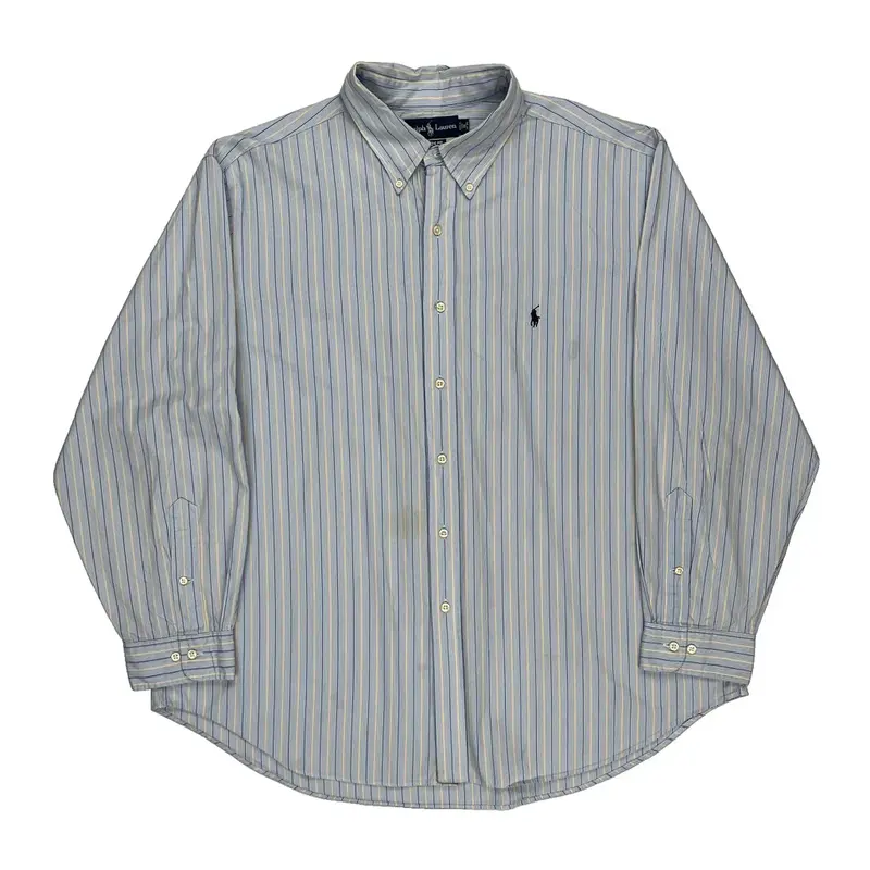 Classic Fit Ralph Lauren Striped Shirt - 2XL Blue Cotton