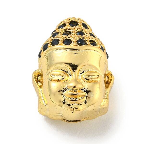 Brass Micro Pave Clear Cubic Zirconia Beads