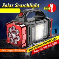 New LED Emergency Portable Searchlight, Multifunctional COB Solar USB Rechargeable Outdoor Camping Light, Dual Side Illuminat...