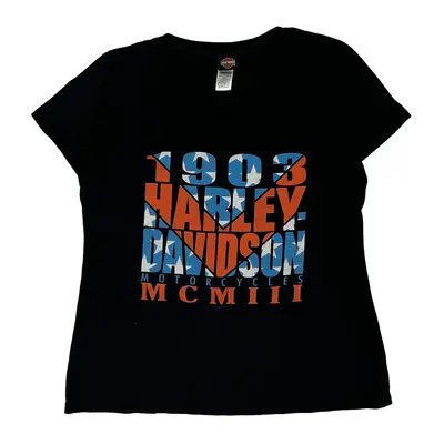 Harley Davidson Graphic T-Shirt - Large Black Cotton