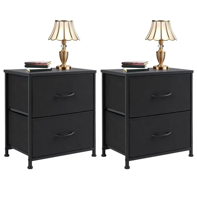 Nightstand with 2 Fabric Drawers, Small Dresser, Side Table, End Table, Bedside Table, Night Stands, Bedroom Furniture