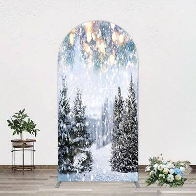 Aperturee Bokeh Light Snowy Pine Trees Christmas Arch Backdrop, 1.6X4FT(0.5X1.2M), 38.18 USD, arch backdrop kit, GLH0D539-A
