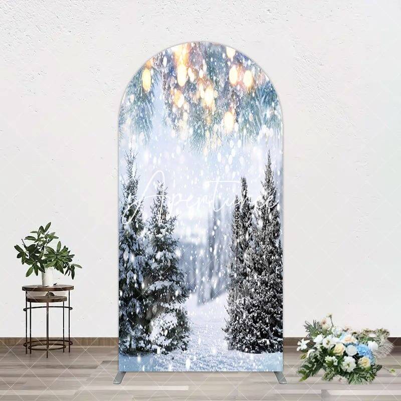 Aperturee Bokeh Light Snowy Pine Trees Christmas Arch Backdrop, 1.6X4FT(0.5X1.2M), 38.18 USD, arch backdrop kit, GLH0D539-A