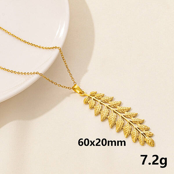 Stainless Steel Leaf Pendant Necklaces