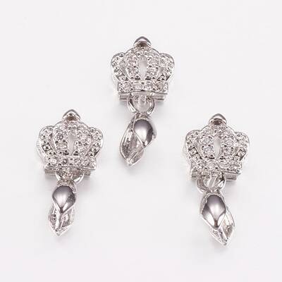 Long-Lasting Plated Brass Micro Pave Cubic Zirconia Ice Pick Pinch Bails