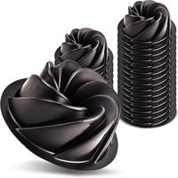 25 Pcs Mini Fluted Tube Pan Cake Pans, 4 Inch Carbon Steel Mini Flan Molds Pan, Nonstick Reusable Tube Oven Baking Mold for C...