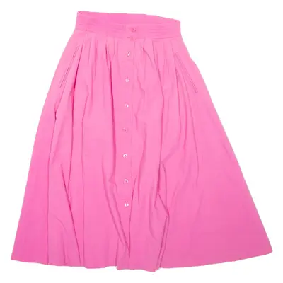 Buttoned Womens A-Line Skirt Pink Midi S