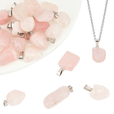 20Pcs Natural Rose Quartz Pendants