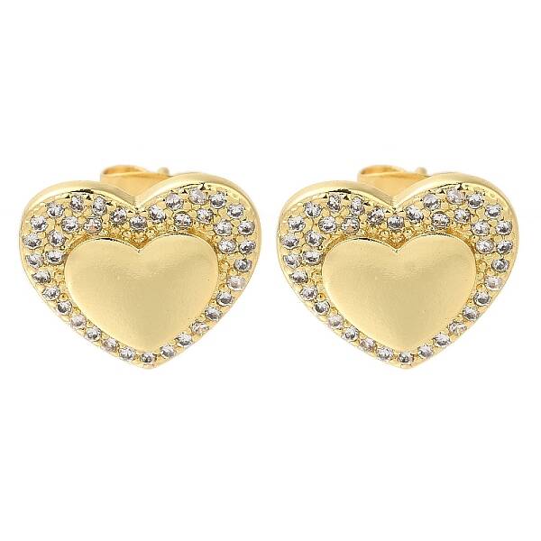 Brass Pave Clear Cubic Zirconia Stud Earrings