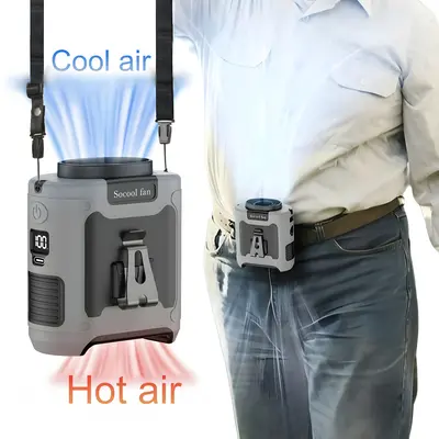 Socool 10000mAh Portable fans, Rechargeable turbo fan neck fan 5-Speed, Mobile Power Bank, Suitable for Outdoor work Mobile F...