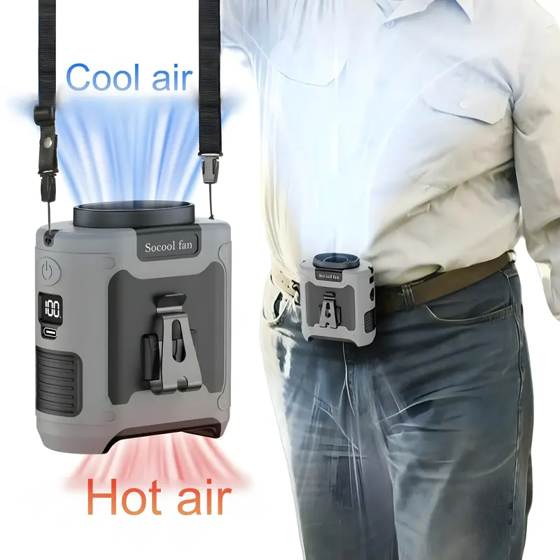 Socool 10000mAh Portable fans, Rechargeable turbo fan neck fan 5-Speed, Mobile Power Bank, Suitable for Outdoor work Mobile F...