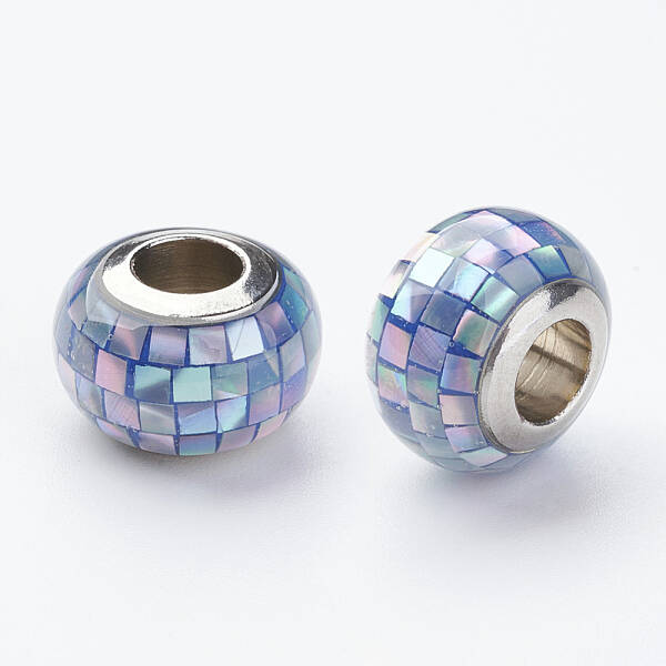 304 Stainless Steel Resin European Beads