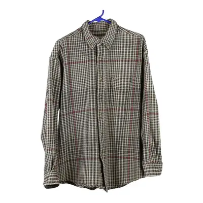 Eddie Bauer Checked Overshirt - Large Green Cotton Blend