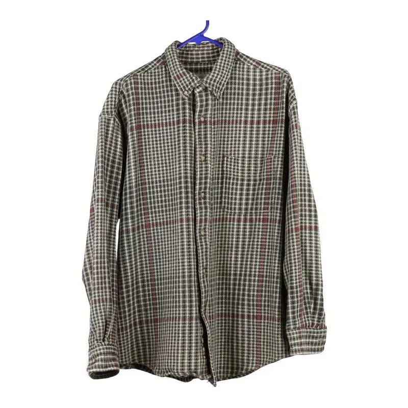 Eddie Bauer Checked Overshirt - Large Green Cotton Blend