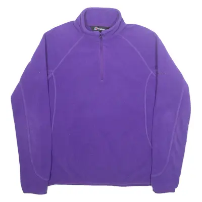 BERGHAUS Fleece Womens Sweatshirt Purple 1/4 Zip UK 10