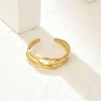 Hollow Out 304 Stainless Steel Cuff Rings for Women
