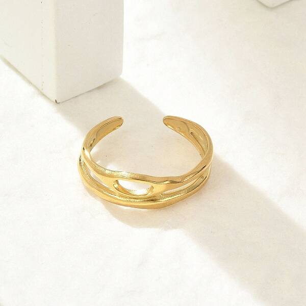 Hollow Out 304 Stainless Steel Cuff Rings for Women