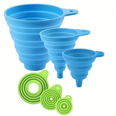 Portable Silicone Funnel Set, 3 Counts/set Multifunctional Foldable Funnel, Kitchen Gadget, Kitchen Cooking Utensils for Home...