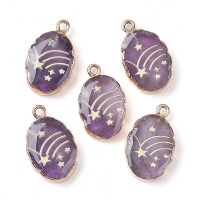 Natural Amethyst Oval Pendants