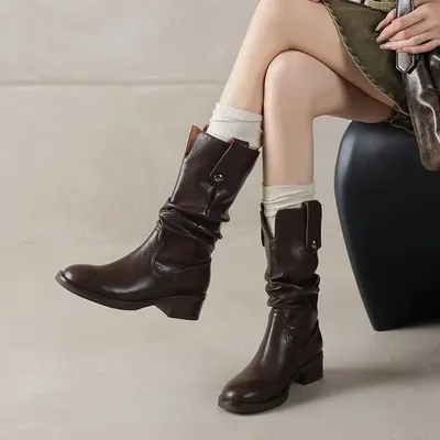 CHIKO Abibola Round Toe Block Heels Ankle Boots