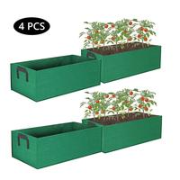4 Pcs Plant Grow Bag Square Raised Garden Planting Beds Pots 5 Gallon Large Heavy Duty Fabric Grow Pot Breathe Cloth Planting...
