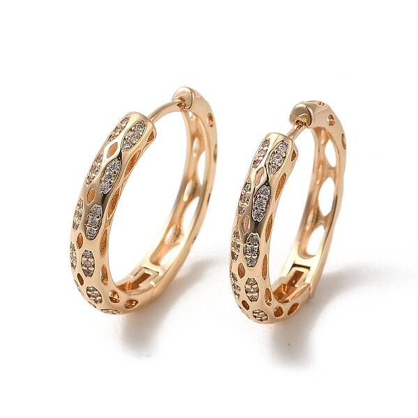 Brass Micro Pave Cubic Zirconia Hoop Earrings for Women