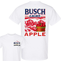 [Sale Up To 50%] Busch Light, Retro Busch Light Apple Shirt – Unisex White Tee with Red Apple Bucket Print | Beer Lover Gif...
