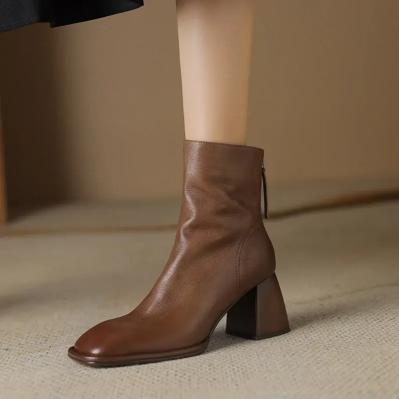 CHIKO Penelope Square Toe Block Heels Ankle Boots