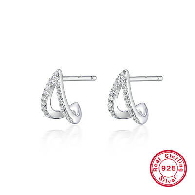 Anti-Tarnish Rhodium Plated 925 Sterling Silver Stud Earrings