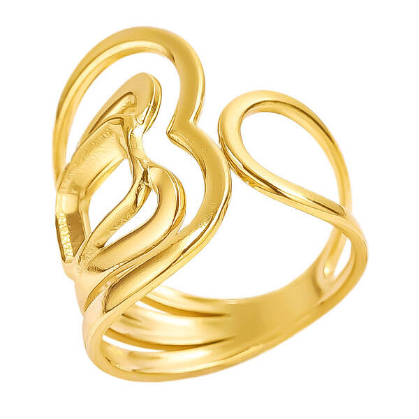 Stylish Irregular Heart-shaped 304 Stainless Steel Cuff Ring for Women