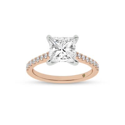 Destiny Half Coverage Princess Cut Lab Diamond Engagement Ring | 10K Rose Gold 3 7/8 CT. TW.