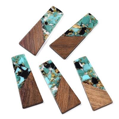 Opaque Resin & Walnut Wood Pendants