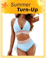 Blooming Jelly High Waisted Color Block 2 Piece Drawstring Swimsuits Women  Tummy Control Bikini Sets Outdoorfun Modest Swimm...
