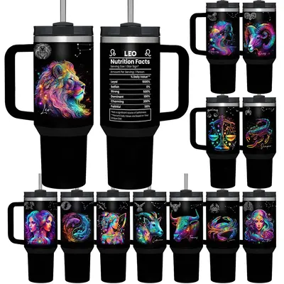 Constellation Pattern Tumbler, 1 Count Stainless Steel Double Wall Vacuum Insulated Tumbler, Portable Drinking Cup for Home O...