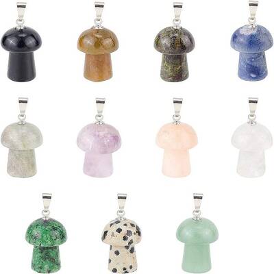 11Pcs 11 Colors Natural Gemstone Pendants