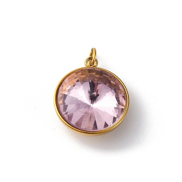 316 Stainless Steel Faceted Glass Pendants