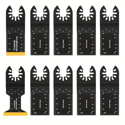 Titanium Bi-metal Oscillating Saw Blades Set, High-carbon Steel Oscillating Multitool Blades, Universal Cutting Oscillating T...