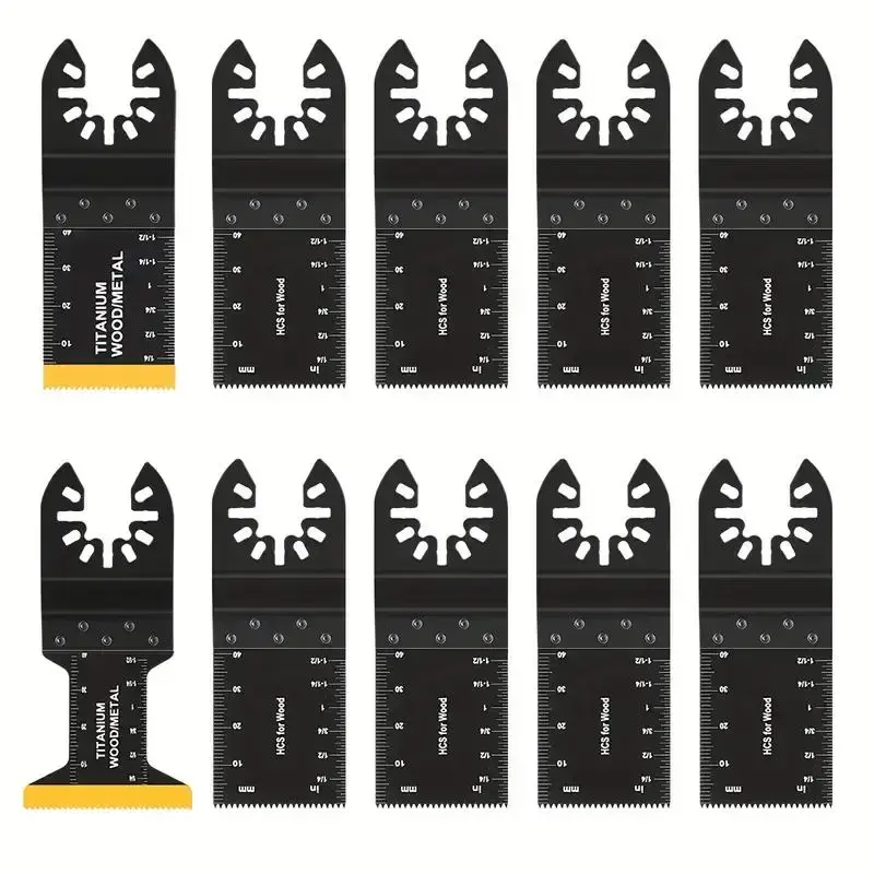 Titanium Bi-metal Oscillating Saw Blades Set, High-carbon Steel Oscillating Multitool Blades, Universal Cutting Oscillating T...