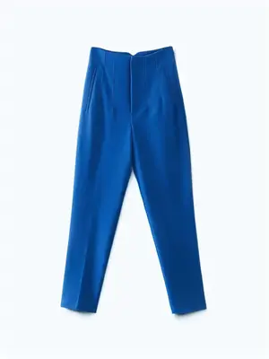 Women's Solid Seam Detail High Waist Tapered Carrot Pants with Pockets, Elegant Trendy Trousers for Outdoor Work Business, Fa...