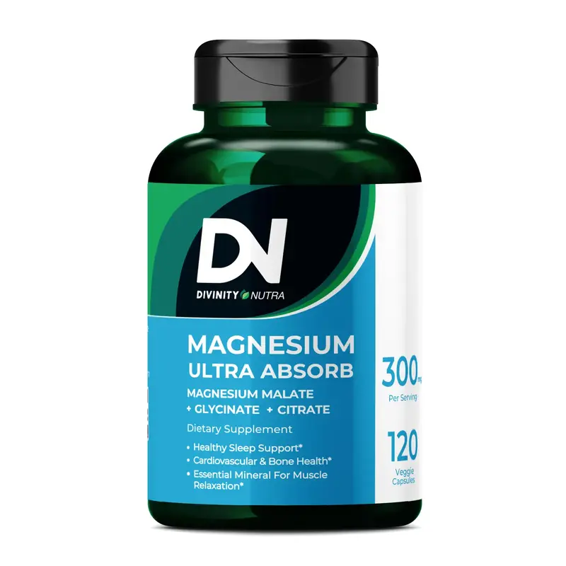 DN Triple Magnesium Complex Supplement, High Absorption of Magnesium Glycinate, Malate & Citrate for Stress, Sleep, Muscle & ...