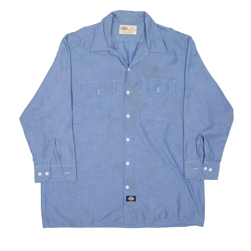 DICKIES Denim Shirt Blue Long Sleeve Mens 2XL